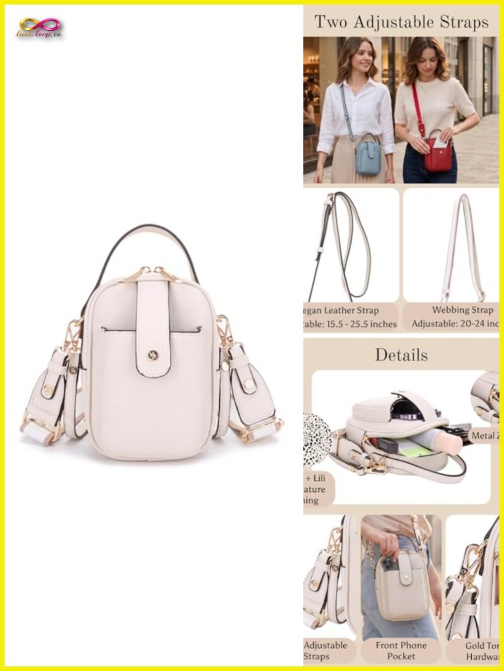 Vegan Leather Multi Compartment Crossbody Bag with Top Handle